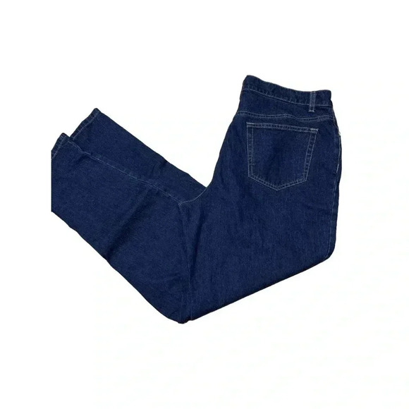 Lands End Relaxed Fit Jeans Stretch Plus Size Comfy Casual Dark Wash - Picture 1 of 7